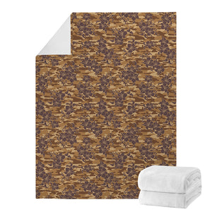 Brown Hawaiian Camo Flower Pattern Print Blanket