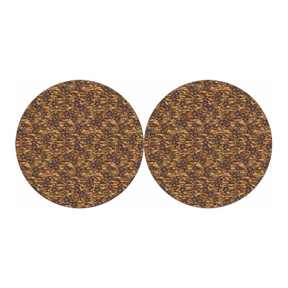 Brown Hawaiian Camo Flower Pattern Print Car Coasters