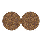 Brown Hawaiian Camo Flower Pattern Print Car Coasters