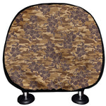 Brown Hawaiian Camo Flower Pattern Print Car Headrest Covers