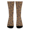 Brown Hawaiian Camo Flower Pattern Print Crew Socks