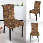 Brown Hawaiian Camo Flower Pattern Print Dining Chair Slipcover