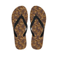 Brown Hawaiian Camo Flower Pattern Print Flip Flops