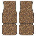 Brown Hawaiian Camo Flower Pattern Print Front and Back Car Floor Mats