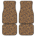 Brown Hawaiian Camo Flower Pattern Print Front and Back Car Floor Mats