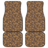 Brown Hawaiian Camo Flower Pattern Print Front and Back Car Floor Mats