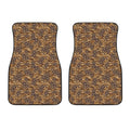 Brown Hawaiian Camo Flower Pattern Print Front Car Floor Mats