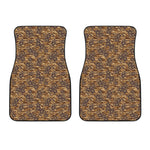 Brown Hawaiian Camo Flower Pattern Print Front Car Floor Mats