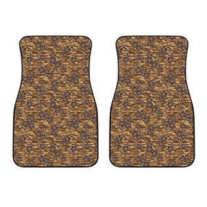 Brown Hawaiian Camo Flower Pattern Print Front Car Floor Mats