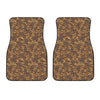 Brown Hawaiian Camo Flower Pattern Print Front Car Floor Mats