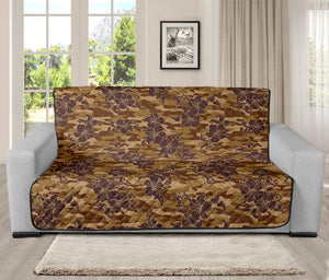 Brown Hawaiian Camo Flower Pattern Print Futon Protector