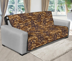 Brown Hawaiian Camo Flower Pattern Print Futon Protector