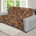 Brown Hawaiian Camo Flower Pattern Print Futon Protector