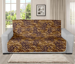 Brown Hawaiian Camo Flower Pattern Print Futon Protector