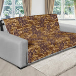 Brown Hawaiian Camo Flower Pattern Print Futon Protector