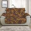 Brown Hawaiian Camo Flower Pattern Print Half Sofa Protector