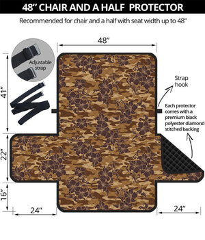 Brown Hawaiian Camo Flower Pattern Print Half Sofa Protector