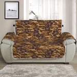 Brown Hawaiian Camo Flower Pattern Print Half Sofa Protector