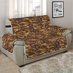 Brown Hawaiian Camo Flower Pattern Print Half Sofa Protector