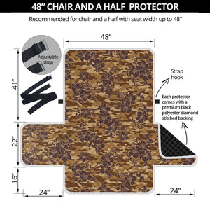 Brown Hawaiian Camo Flower Pattern Print Half Sofa Protector