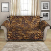 Brown Hawaiian Camo Flower Pattern Print Loveseat Protector