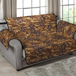 Brown Hawaiian Camo Flower Pattern Print Loveseat Protector