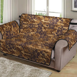 Brown Hawaiian Camo Flower Pattern Print Loveseat Protector