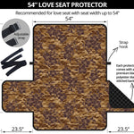 Brown Hawaiian Camo Flower Pattern Print Loveseat Protector