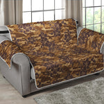 Brown Hawaiian Camo Flower Pattern Print Loveseat Protector