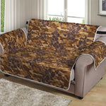 Brown Hawaiian Camo Flower Pattern Print Loveseat Protector