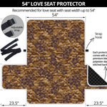 Brown Hawaiian Camo Flower Pattern Print Loveseat Protector