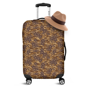 Brown Hawaiian Camo Flower Pattern Print Luggage Cover