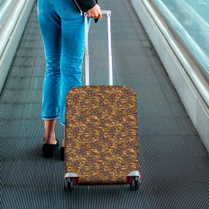 Brown Hawaiian Camo Flower Pattern Print Luggage Cover