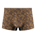 Brown Hawaiian Camo Flower Pattern Print Men's Boxer Briefs