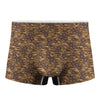 Brown Hawaiian Camo Flower Pattern Print Men's Boxer Briefs