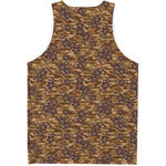 Brown Hawaiian Camo Flower Pattern Print Men's Tank Top