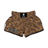 Brown Hawaiian Camo Flower Pattern Print Muay Thai Boxing Shorts