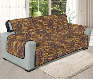 Brown Hawaiian Camo Flower Pattern Print Oversized Sofa Protector