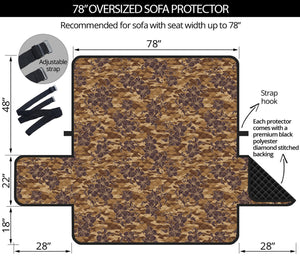 Brown Hawaiian Camo Flower Pattern Print Oversized Sofa Protector