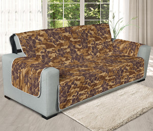 Brown Hawaiian Camo Flower Pattern Print Oversized Sofa Protector