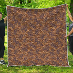 Brown Hawaiian Camo Flower Pattern Print Quilt