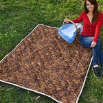 Brown Hawaiian Camo Flower Pattern Print Quilt