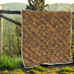 Brown Hawaiian Camo Flower Pattern Print Quilt