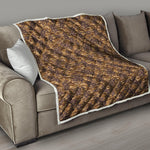 Brown Hawaiian Camo Flower Pattern Print Quilt