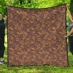 Brown Hawaiian Camo Flower Pattern Print Quilt