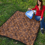 Brown Hawaiian Camo Flower Pattern Print Quilt