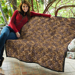 Brown Hawaiian Camo Flower Pattern Print Quilt