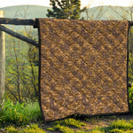 Brown Hawaiian Camo Flower Pattern Print Quilt