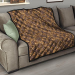 Brown Hawaiian Camo Flower Pattern Print Quilt