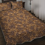 Brown Hawaiian Camo Flower Pattern Print Quilt Bed Set